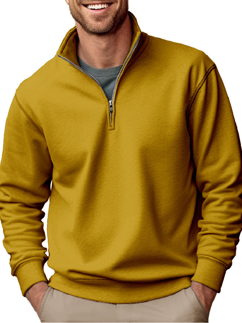 Herren Halbzip-Sweatshirt mit Stehkragen und weichem Fleece-Innenfutter – Cavarno