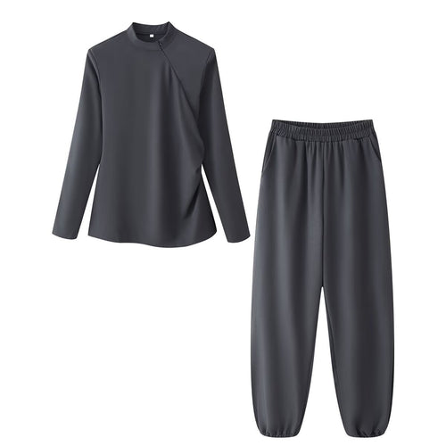 Damen Weite High‑Waist Jogginghose mit elastischem Bund, Eingrifftaschen und gerafften Beinabschlüssen Echoarchiv