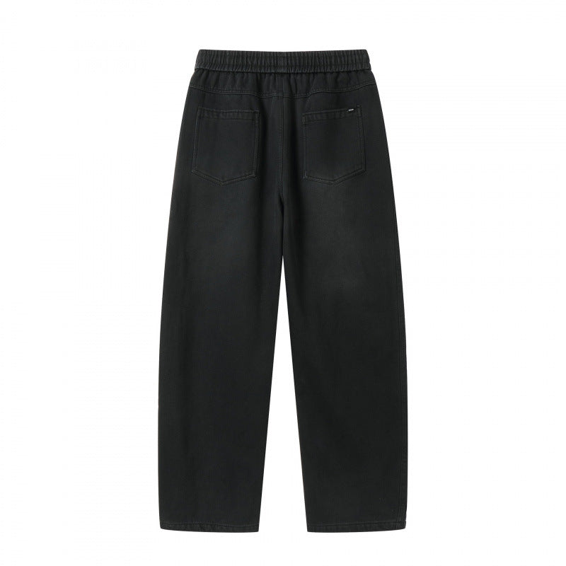 Unisex Weite Denim-Hose mit elastischem Bund, Tunnelzug und fünf Taschen Echo Archiv
