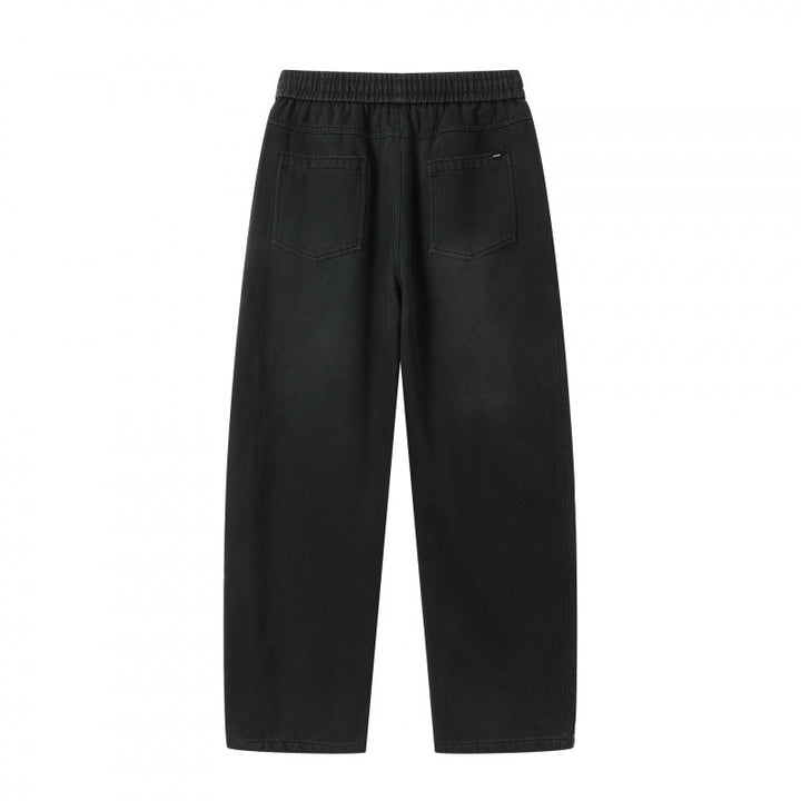 Unisex Weite Denim-Hose mit elastischem Bund, Tunnelzug und fünf Taschen Echo Archiv