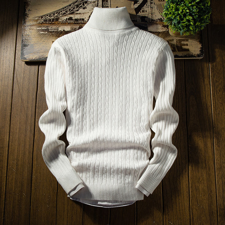 Herren Strickpullover mit hohem Kragen und strukturiertem Design Echoarchiv