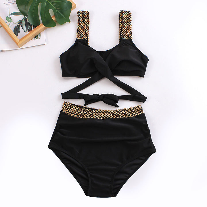 Damen Hochtailliertes Bikini-Set mit stilvollem Wickel-Oberteil Echo Archiv