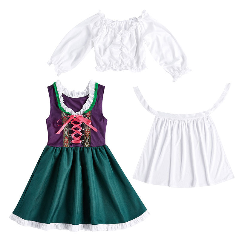 Damen nan dreiteiliges Trachtenkleid Dirndl Kostümset mit Schnürung, tailliertem Rock und abnehmbarer Carmenbluse Echo Archiv