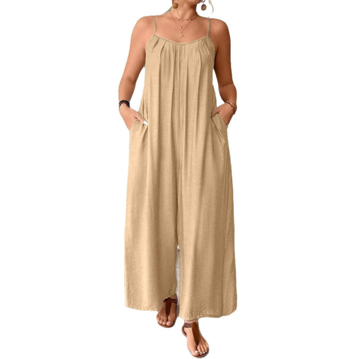 Damen luftiger Jumpsuit mit schmalen Spaghettiträgern und seitlichen Taschen Echo Archiv