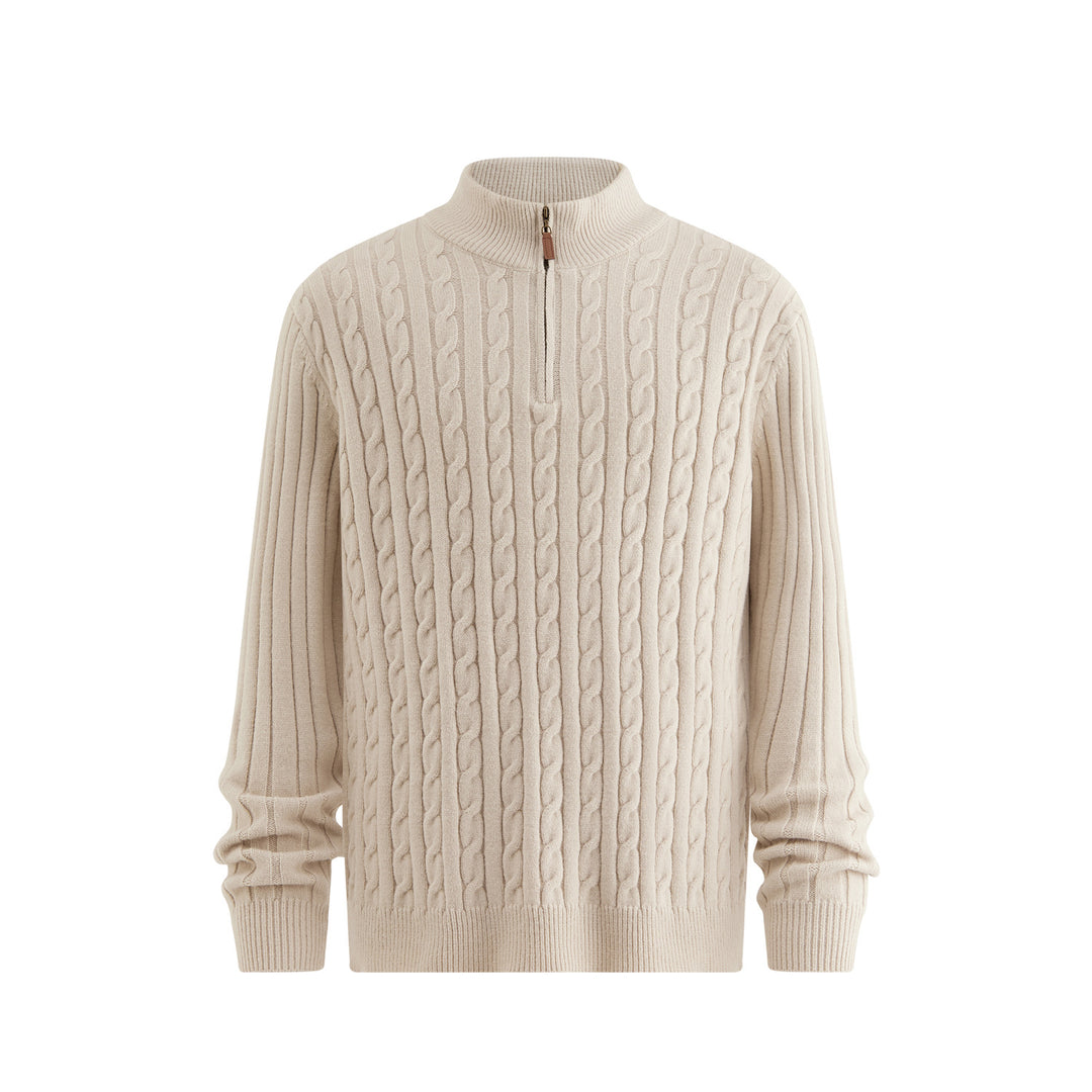Herren Klassischer Grobstrickpullover mit Zippkragen Echoarchiv