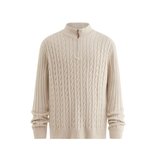 Herren Klassischer Grobstrickpullover mit Zippkragen Echoarchiv