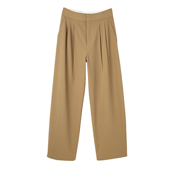 Damen Hochtaillierte Plissee-Bundhose mit weitem Bein Echoarchiv