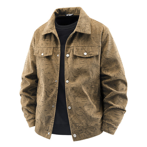 Herren Modische Cordjacke mit einzigartigem Jacquard-Muster Echo Archiv