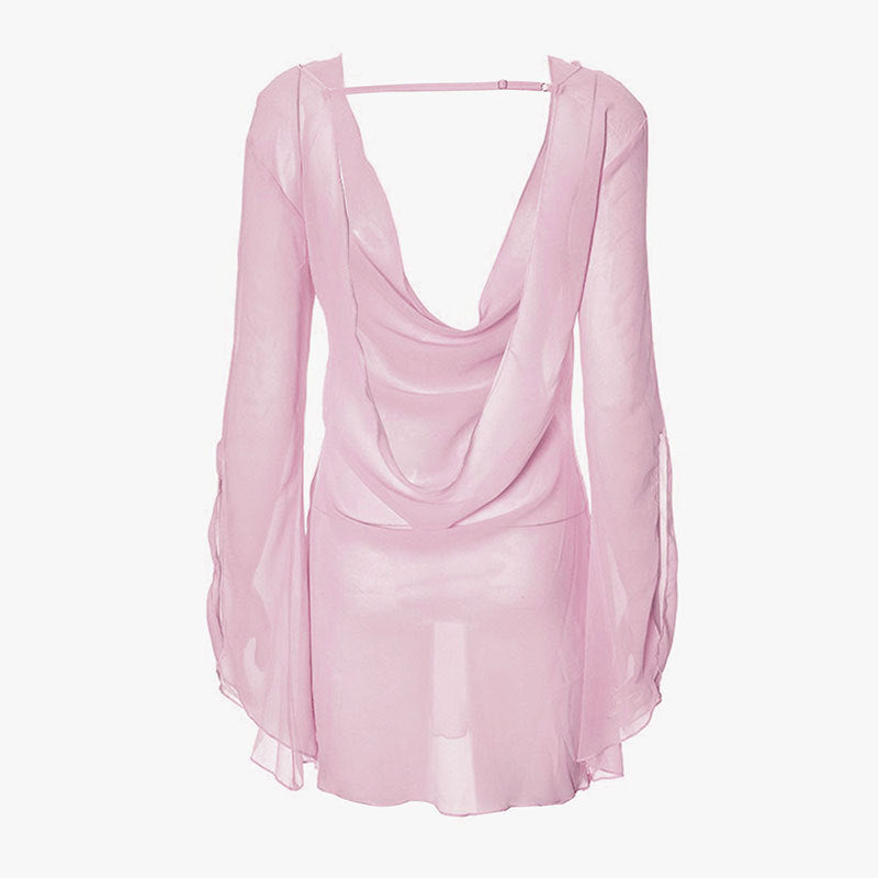 Damen Elegantes Chiffon-Oberteil mit tiefem Rückenausschnitt Echo Archiv