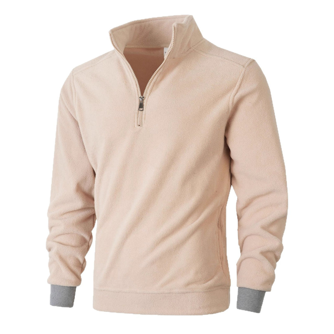 Herren Fleece Pullover mit halbem Reißverschluss und elastischen Bündchen Echoarchiv