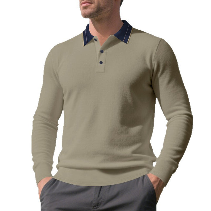 Herren Langarm Poloshirt mit raffiniertem Kragen und modischen Akzenten Echoarchiv