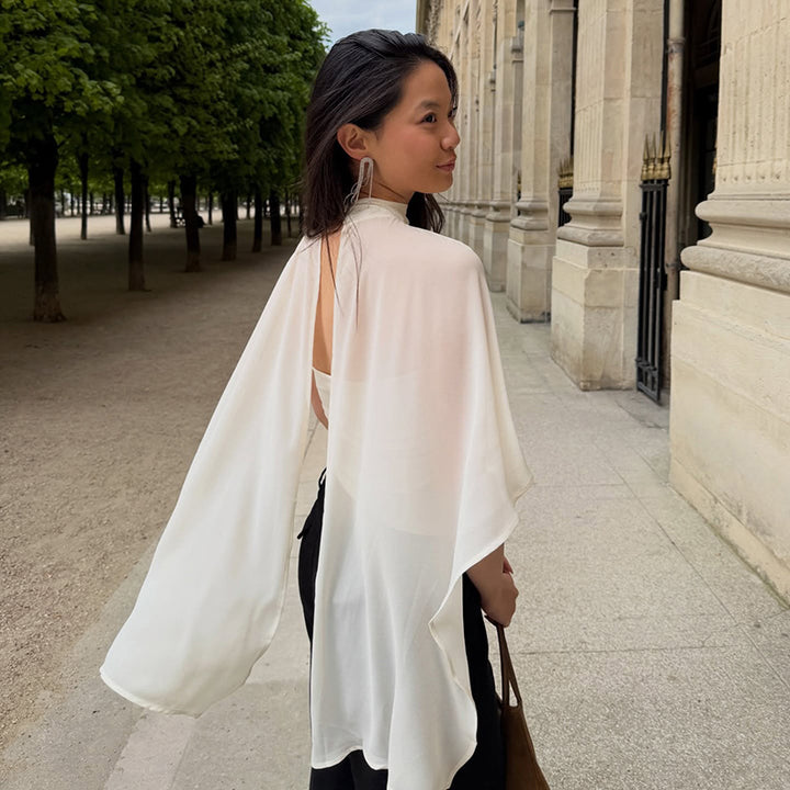 Damen elegantes Top mit transparenten Flügel-Ärmeln Echo Archiv