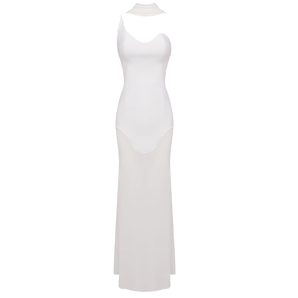 Damen Maxikleid mit asymmetrischem Ausschnitt und figurbetontem Schnitt Echo Archiv