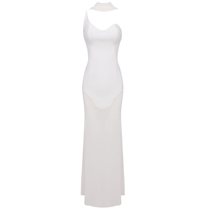 Damen Maxikleid mit asymmetrischem Ausschnitt und figurbetontem Schnitt Echo Archiv