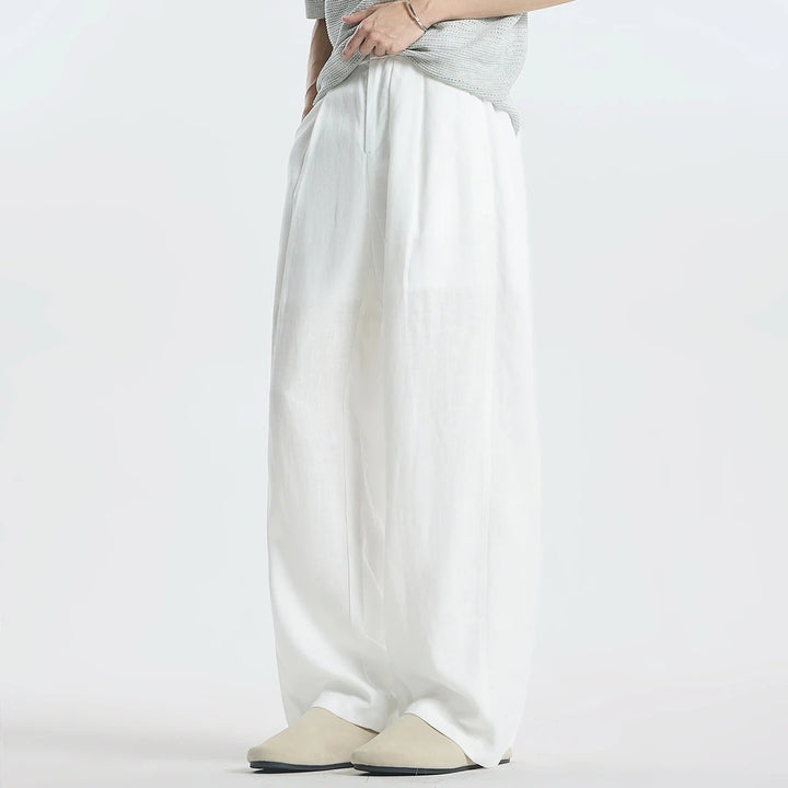 Damen Weitgeschnittene Leinenhose mit seitlichen Taschen Echo Archiv