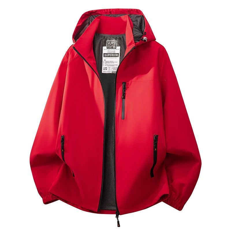 Herren Leichte wasserabweisende Kapuzen‑Softshelljacke mit Mesh‑Futter, Reißverschlusstaschen & elastischen Bündchen Echoarchiv