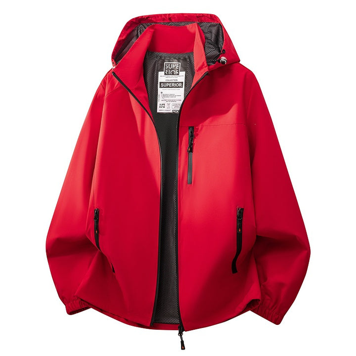 Herren Leichte wasserabweisende Kapuzen‑Softshelljacke mit Mesh‑Futter, Reißverschlusstaschen & elastischen Bündchen Echoarchiv