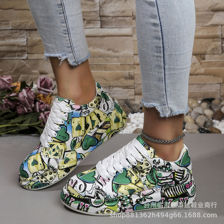 Damen modische High-Top Sneakers mit buntem Grafikdesign Echo Archiv