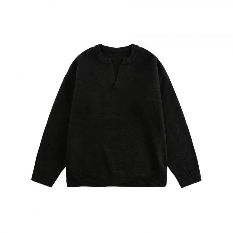 Unisex Boxy-Feinstrickpullover mit halber Henley‑Öffnung, Rundhals und gerippten Abschlüssen Echo Archiv
