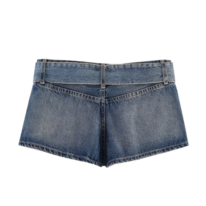 Damen modische Destroyed Denim-Shorts mit verstellbarem Gürtel Echo Archiv