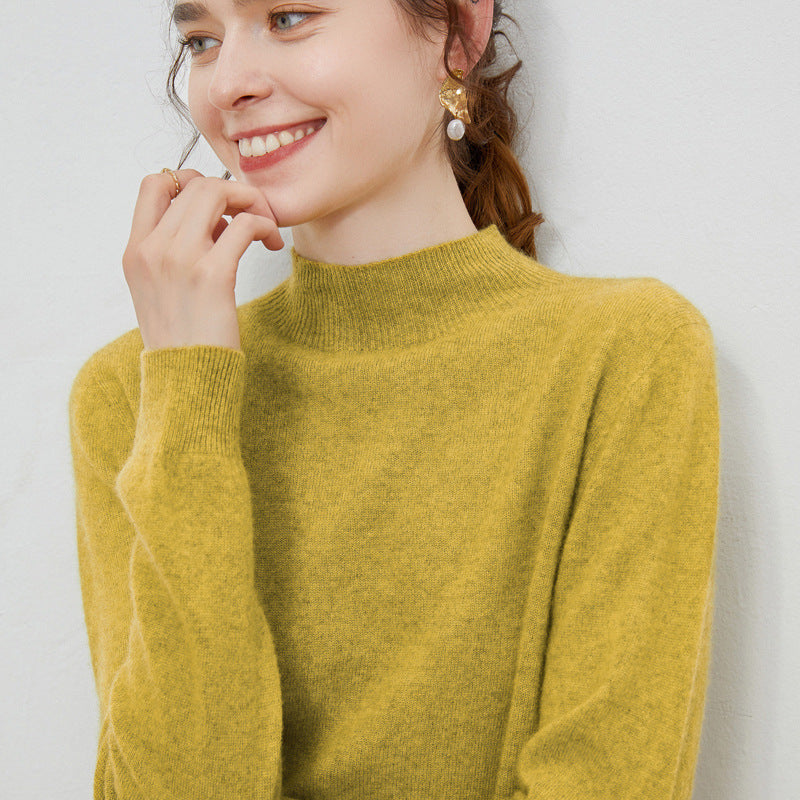 Damen weicher Feinstrick-Mockneckpullover mit Angora‑Look und legerer Silhouette Echoarchiv