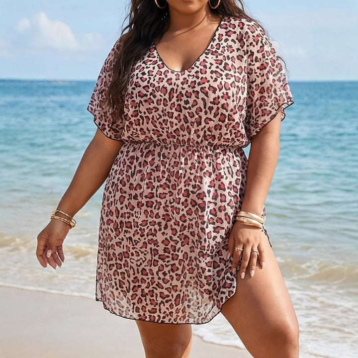 Damen luftiger Strandüberwurf mit floralem Tierdruck Echo Archiv