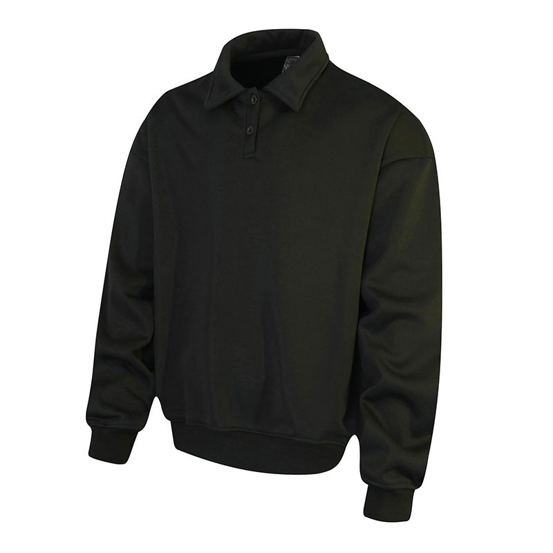 Herren Polo‑Sweatshirt im Oversize‑Relaxed‑Fit mit Rippbündchen und Knopfleiste Echo Archiv