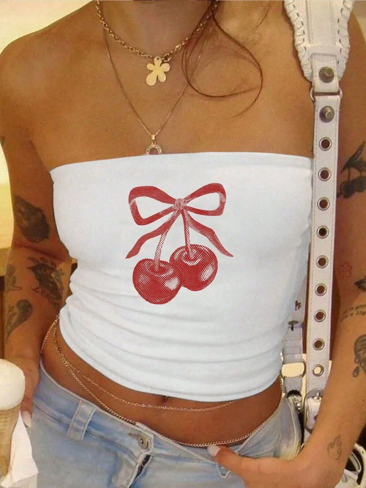 Damen Bandeau-Top mit auffälligem Statement-Aufdruck Echo Archiv