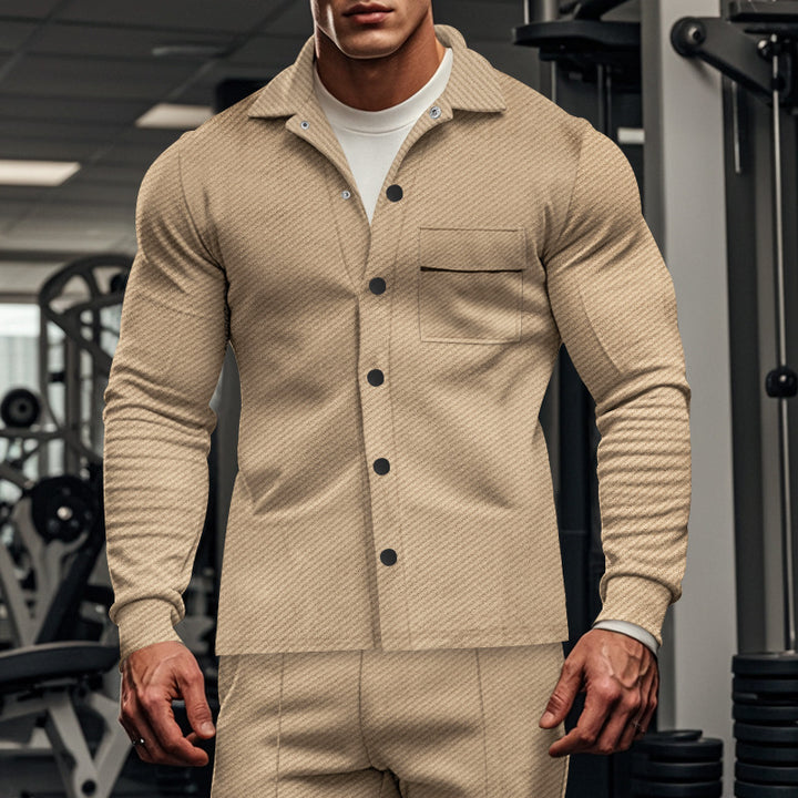 Herren modische Freizeitjacke mit leicht strukturiertem Stoff und praktischer Brusttasche Echoarchiv