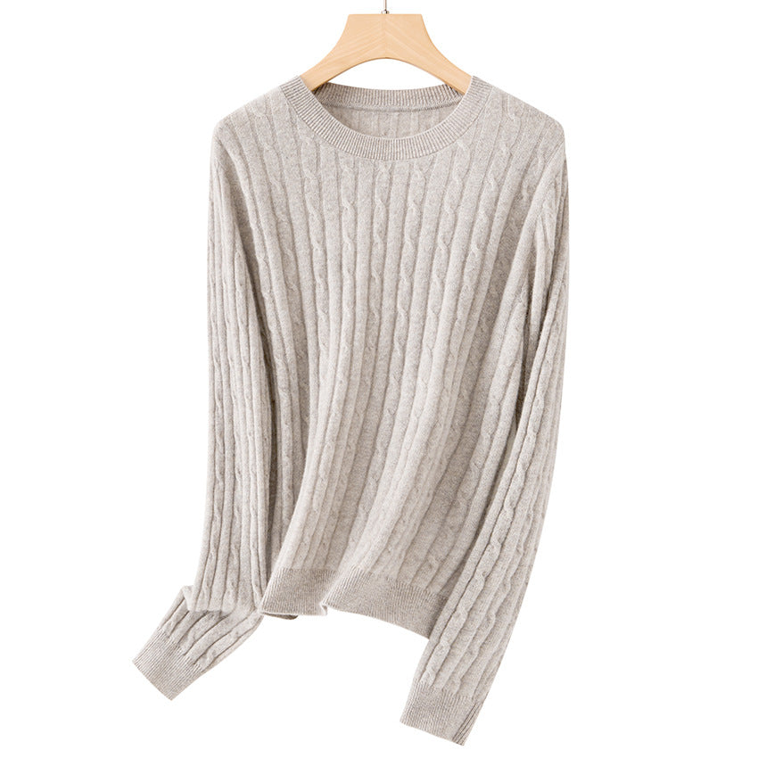 Damen Kuscheliger Zopfstrick-Pullover aus Feinstrick mit Rundhalsausschnitt Echoarchiv