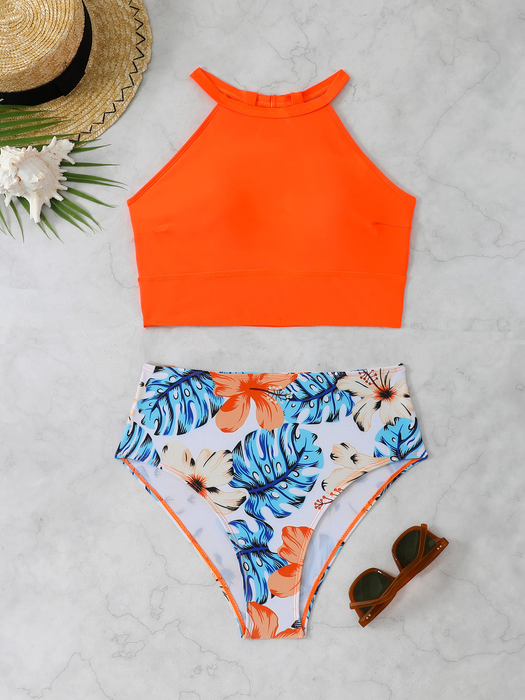 Damen Sportliches Bikini-Set mit hoch geschnittenem Unterteil und modernem Rücken Echo Archiv