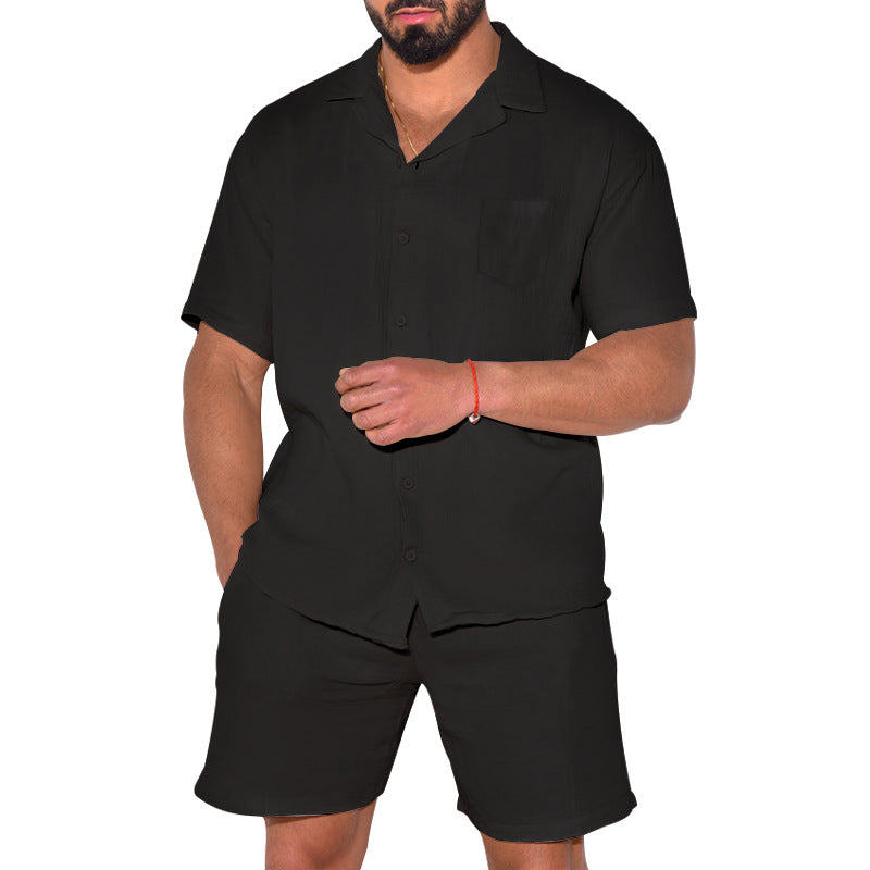 Herren Leichte und atmungsaktive Kurzarm-Hemd-Shorts Kombination Echoarchiv