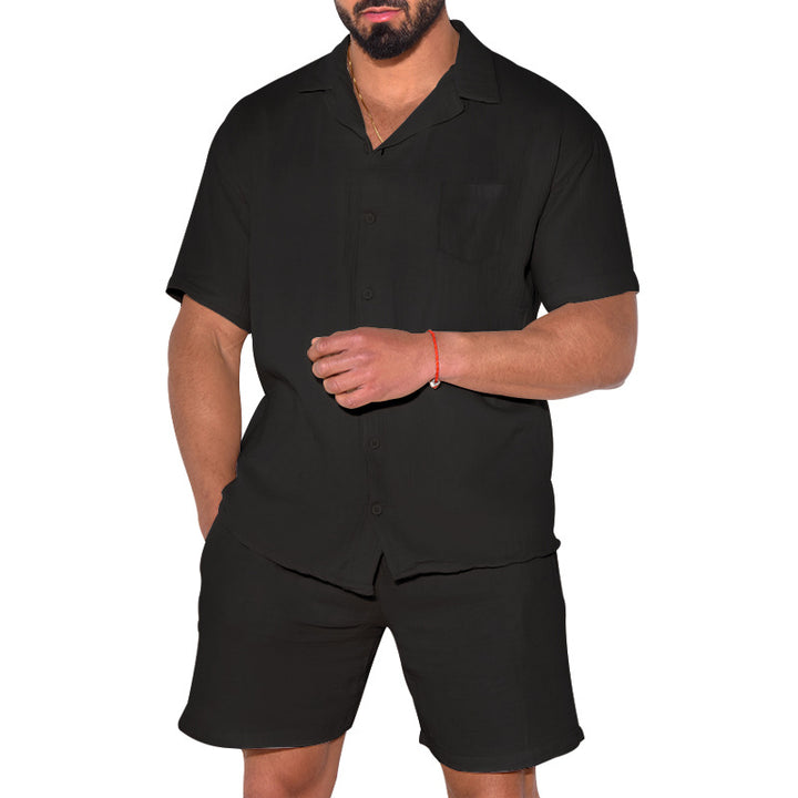 Herren Leichte und atmungsaktive Kurzarm-Hemd-Shorts Kombination Echoarchiv