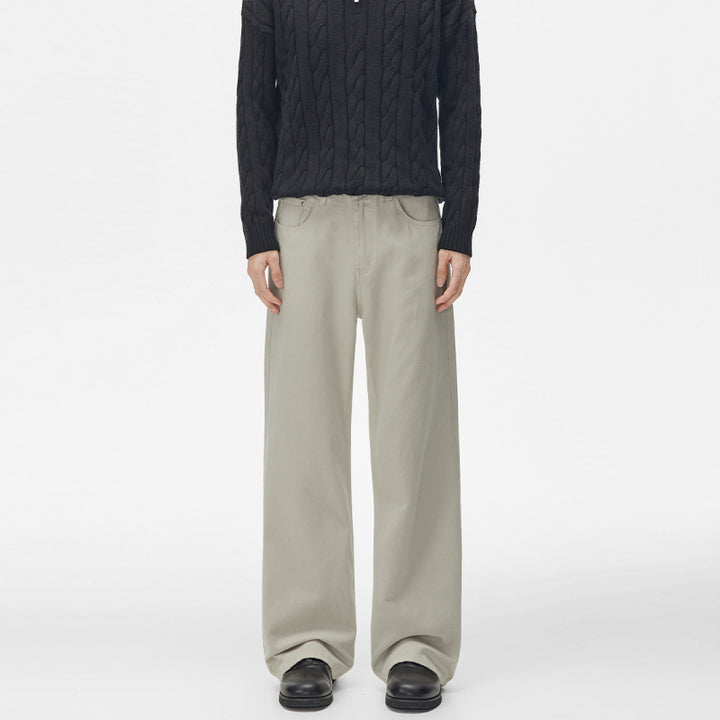 Herren Weit geschnittene Baumwoll-Twill Baggy-Hose mit tiefem Schritt und cleanem Five-Pocket-Schnitt Echo Archiv