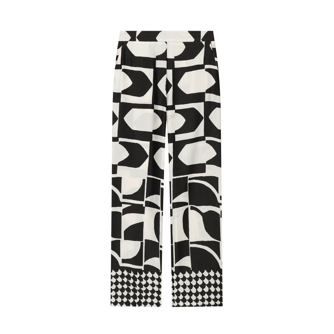 Damen Weite Palazzohose mit grafischem Allover‑Print und hoher Bundpassform Echo Archiv