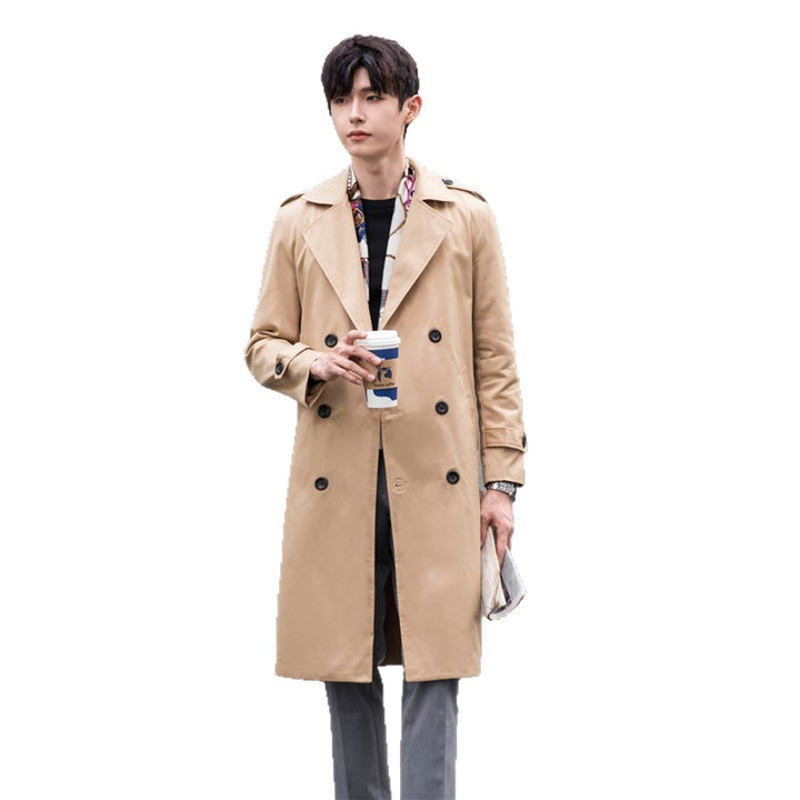 Herren Wasserabweisender Trenchcoat mit Doppelreihe, klassischem Revers und Taillengürtel Echoarchiv