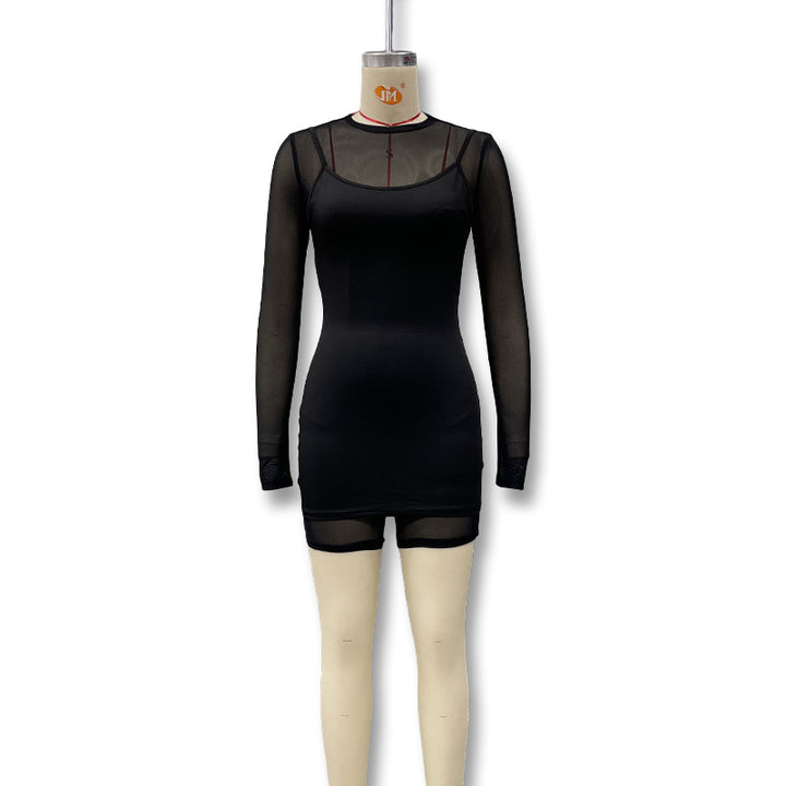 Damen Bodycon Kleid mit transparenten Ärmeln und figurbetontem Schnitt Echo Archiv
