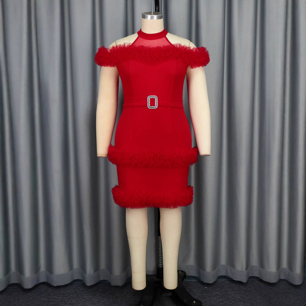 Damen elegantes Kleid mit fransigen Akzenten Echo Archiv