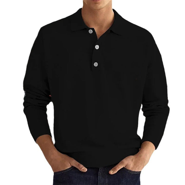 Herren Langarm-Polo mit modischem Henley-Kragen Echoarchiv