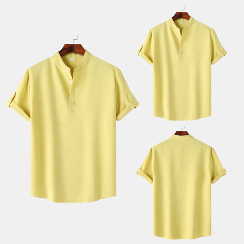 Herren Kurzarm-Hemd im lässigen Henley-Stil mit praktischen Knopfdetails Echoarchiv