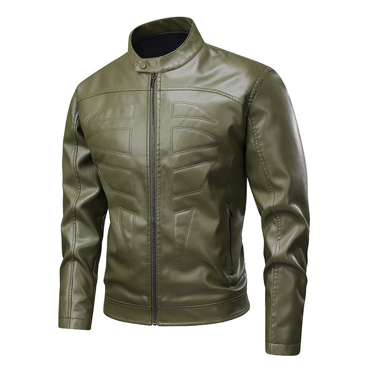 Herren modische Kunstlederjacke mit sportlichen Nähten Echoarchiv