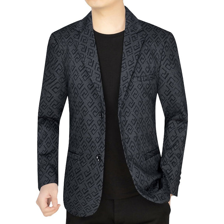 Herren Jacquard-Sakko mit geometrischer Struktur und teilgefüttertem Innenfutter – Tianoro