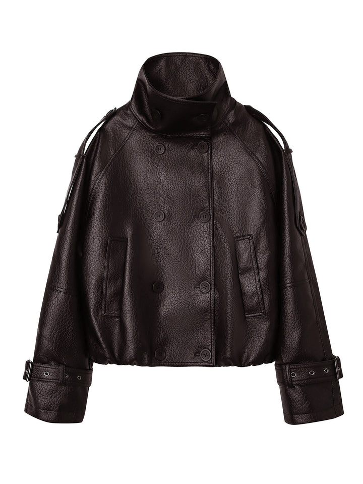 Damen Modische Oversized Lederjacke Echo Archiv