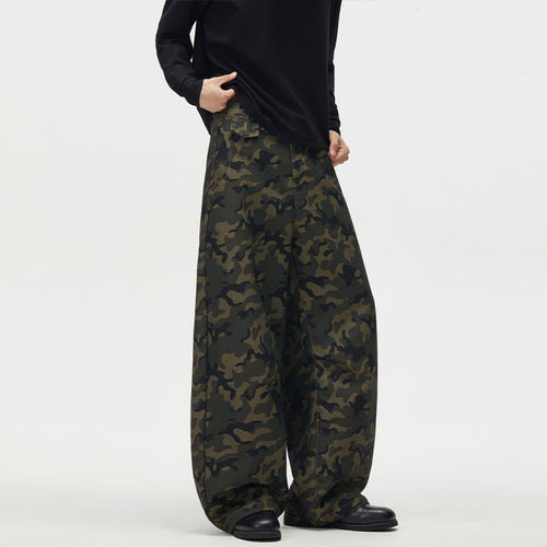 Herren Ultraweite Camouflage-Palazzohose mit geradem Bein und strukturierter Canvas-Qualität Echo Archiv