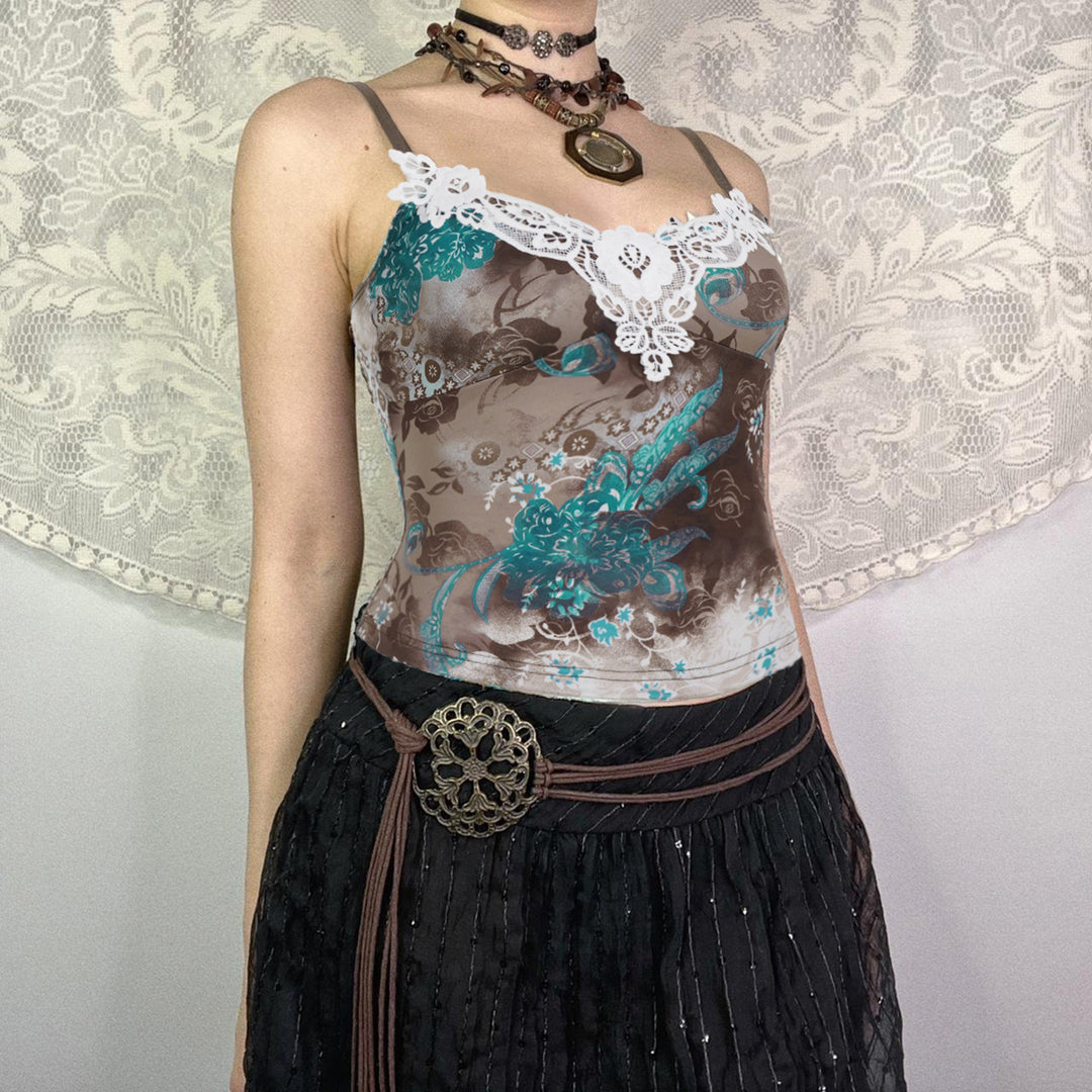 Damen Spitzentop mit floralem Muster und zartem Dekolleté Echo Archiv