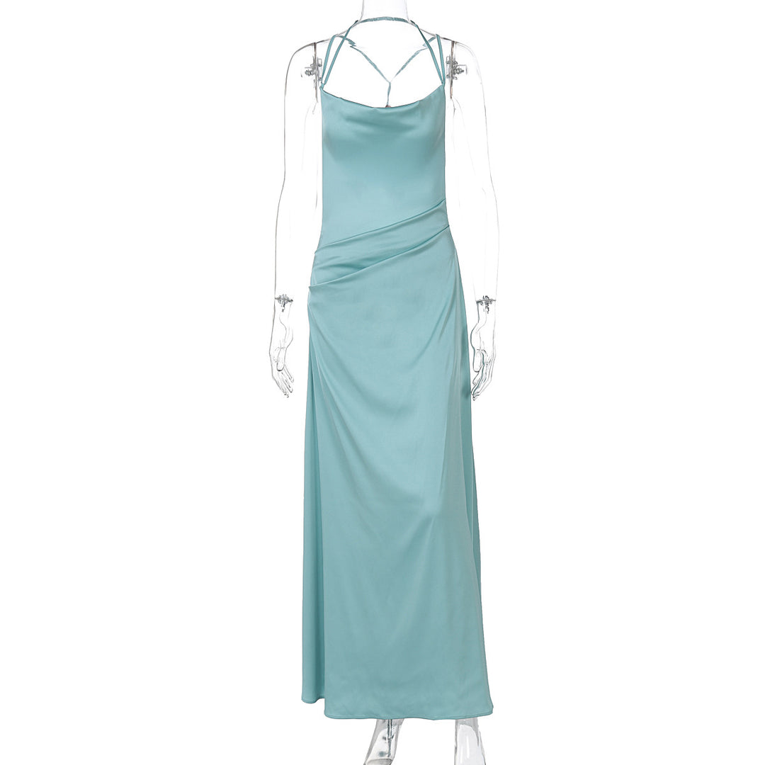 Damen Elegantes Satin-Maxikleid mit raffinierten Spaghetti-Trägern Echo Archiv