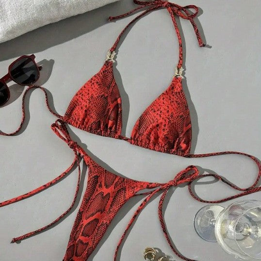 Damen Triangel-Bikini mit schickem Schlangenmuster Echo Archiv