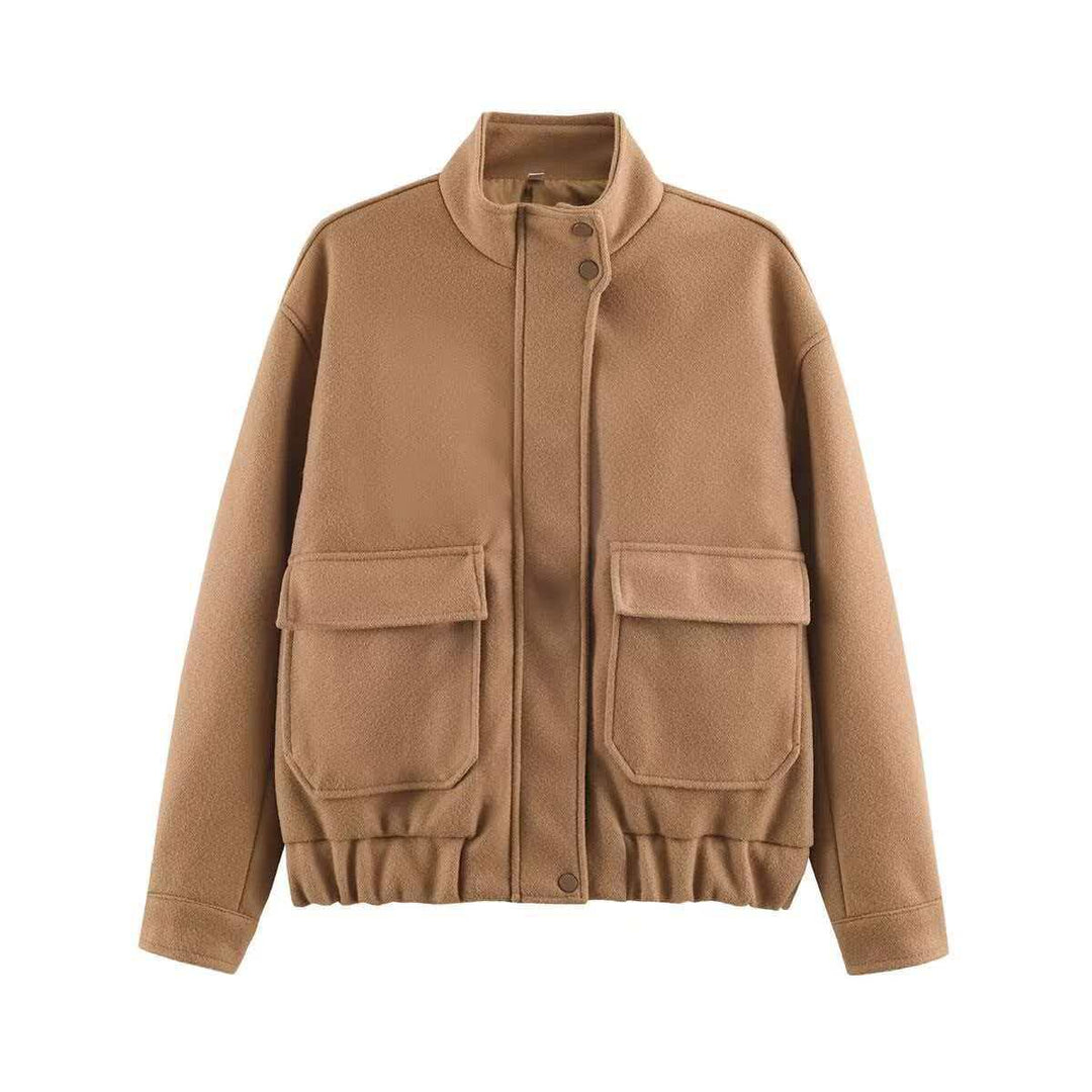 Damen Kurzblouson aus Wollmix im Utility‑Look mit Stehkragen, Klappentaschen und elastischem Saum Echo Archiv
