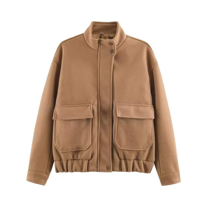 Damen Kurzblouson aus Wollmix im Utility‑Look mit Stehkragen, Klappentaschen und elastischem Saum Echo Archiv