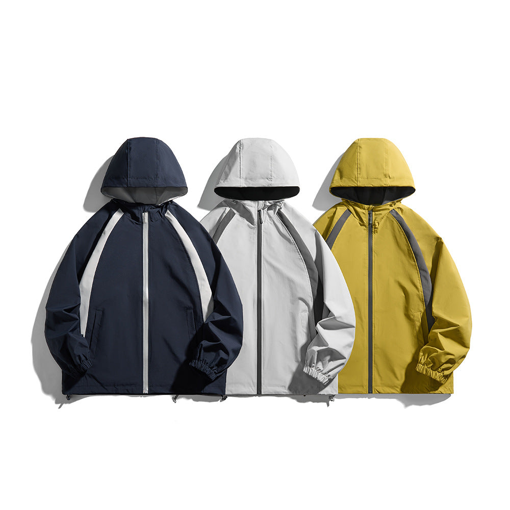 Herren Kapuzen-Windjacke im sportiven Colorblock-Design mit verstellbarem Saum Echoarchiv